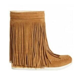 Maison Des Talons Women's Suede Angel Fringe Ankle Boots 41/ 11 $475